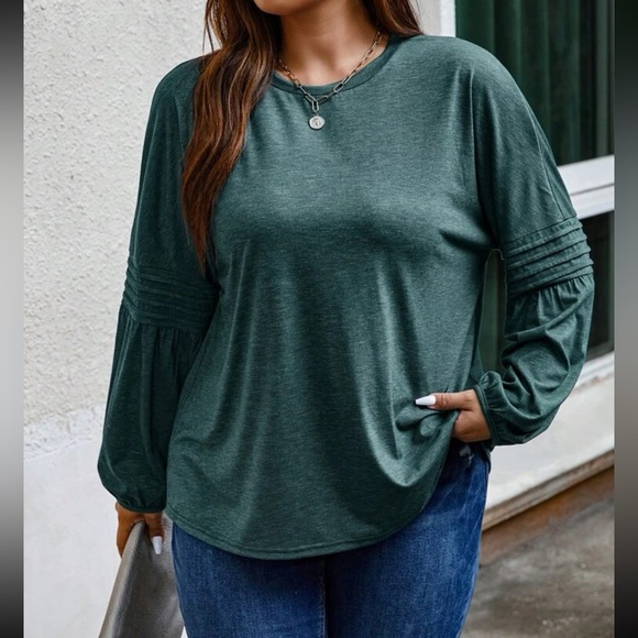 Boho dusty blue bishop sleeve blouse - Picture 8 of 16